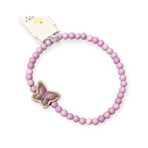 Beaded Lillia Butterfly Gold Stretch Bead Bracelet Lilac Mix by Kendra Scott